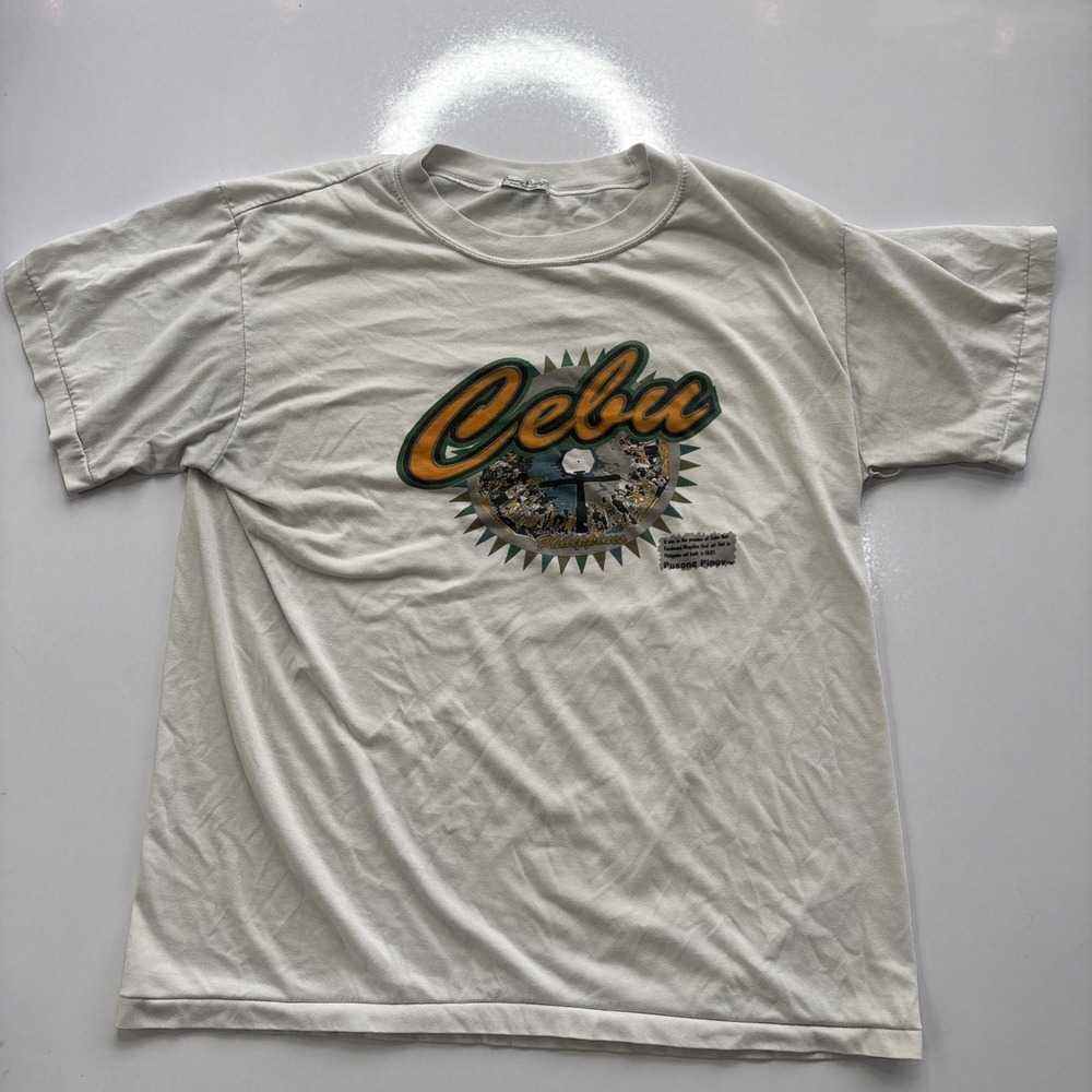 Vintage CEBU Philippines Graphic text T-Shirt Mens medium - Single Stich